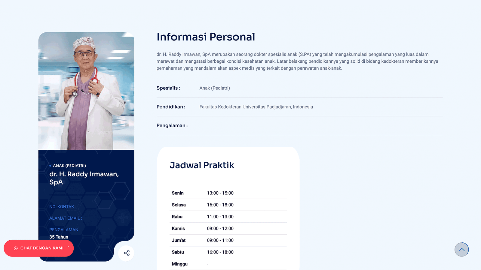 Tampilan Profil Dokter