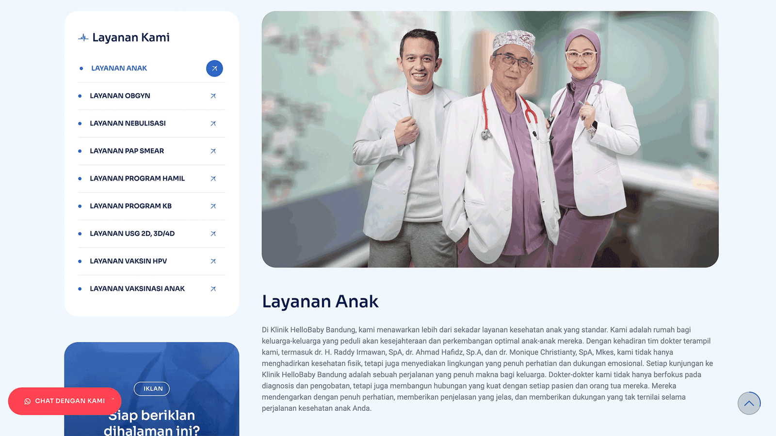 Tampilan Layanan Klinik