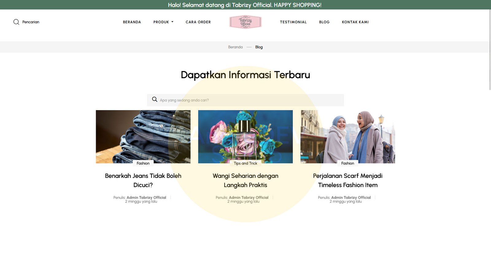 Tampilan Blog